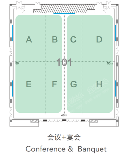 广州越秀国际会议中心101ABEF厅场地尺寸图50